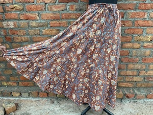 Indian Hand Block Printed White Cotton Long <b>Skirt</b> Dress for Women Casual Style Waistband Breathable <b>Elastic</b> <b>Waist</b> <b>Skirt</b> - Product Image 5