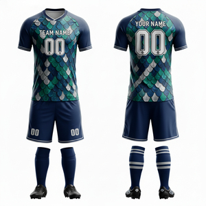 Professional Custom Men's Football Uniform 100% <b>Polyester</b> Anti-Bacterial Comfort Fit Elastic Waist Short Sleeve Soccer Match Kit - Product Image 1