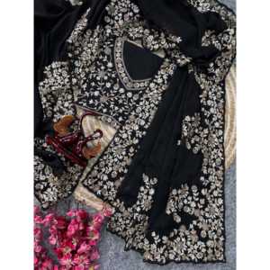 Robes de soirée, magnifiques saris de soirée avec des broderies de sequins et de zari - Product Image 5