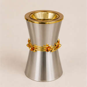 เตาเผาบัคฮูร์สแตนเลสสีทองแบบอาหรับ มุบคัฮ์ร์ ตะเกียงน้ำหอมรูปนาฬิกาทรายตะวันออกกลาง ที่วางธูปโลหะสำหรับตกแต่งบ้านในเดือนรอมฎอน - Product Image 1