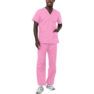 MANGOES FASHIONS Ensemble de tenue médicale unisexe rose, col en V, manches courtes, pantalon, vêtements d'hôpital, Spandex, écologique, détection des aiguilles - Product Image 3