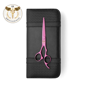Ciseaux de coiffure professionnels roses en acier inoxydable de haute qualité, avec étui en cuir - Product Image 1