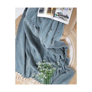 Premium Custom Nordic Geometric Pattern Cotton Linen <b>Throw</b> Blanket Rectangular Breathable Woven Home Decor All-Season Use - Product Image 1