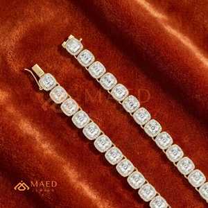 Collier chaîne tennis en moissanite taille Asscher plaqué or 18 carats, bijoux de luxe sertis de pierres, cadeau pour femmes et hommes - Product Image 3