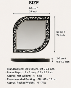 Espejo de Pared Decorativo con Incrustaciones Florales Negras Hecho a Mano para Interiores del Hogar - Product Image 6