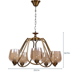 Lustre moderne en or, luminaire suspendu de luxe, lampe à suspension élégante en métal, luminaire d'intérieur contemporain, géométrique - Product Image 5