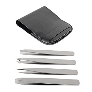 Ensemble de 4 pinces à épiler professionnelles en acier inoxydable, finition argentée mate, prix de gros - Product Image 2