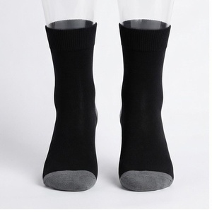 <b>Black</b> Crew <b>Socks</b> Solid Color Breathable Knitted for Adults Casual Wear - Product Image 1