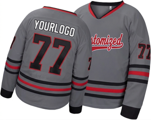 Maillot de hockey sur glace personnalisé en gros, séchage rapide, nom et numéro d'équipe personnalisés, maillot de sport respirant en polyester pour homme adulte - Product Image 1