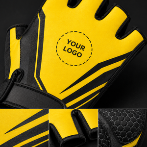 High Visibility <b>Half</b> Finger Racing Cycling Gloves Anti <b>Slip</b> Gel Pad Microfiber Hook Loop Closure Bike Wholesale OEM Custom Logo - Product Image 6
