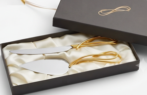 Stainless Steel Cake Server Set With Gold Handle 2 Pieces Irregular Shape Design Modern Flatware For Parties Serving And Wedding - Product Image 5