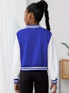 Chaquetas Varsity para Niños con Bordado Personalizado, Chaqueta Varsity Corta de Satén para Mujer, Estilo Universitario, Forro Suave, Bombe - Product Image 2
