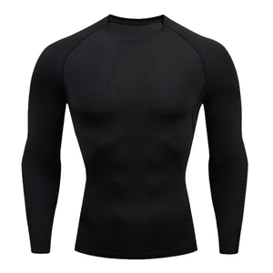 <b>Men</b> Long Sleeve <b>Compression</b> <b>Shirt</b> Solid Black Knitted Slim Fit O-Neck Sporty Quick Dry Athletic Wear <b>Men</b> <b>compression</b> <b>shirts</b> - Product Image 1