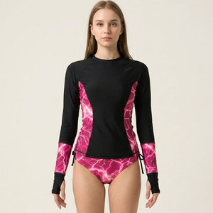 Conjunto de Traje de Baño de Manga Larga para Mujer, Protección UV, Secado Rápido, Traje de Surf de 2 Piezas, Ropa de Playa, Camiseta Deportiva de Natación - Product Image 1