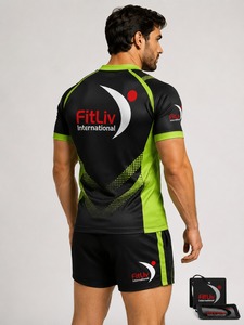 Conjunto de Uniforme de Rugby Unisex FitLiv International, Azul Oscuro y Verde, Poliéster Transpirable, Talla Adulto, Servicio OEM, Colores Personalizados - Product Image 6