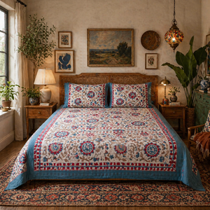 Premium Jaipur Hand <b>Block</b> Printed Floral Pure Cotton Indian <b>Bed</b> Sheet Set 200TC Eco-Friendly Durable Skin Friendly Non Toxic Dye - Product Image 5