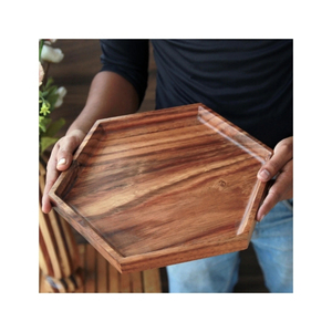Plateau de service en bois de qualité supérieure, vaisselle écologique en bois pour restaurant, service de petit-déjeuner, présentation alimentaire pour B2B - Product Image 5