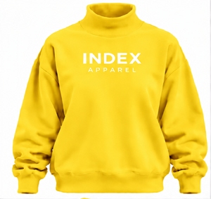 Sudadera de Cuello Alto Amarilla de Index Apparel, Corte Holgado, Unisex, Informal, para Otoño - Product Image 1