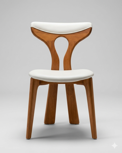 Silla de Comedor Moderna de Mediados de Siglo, de Madera de Teca, con Tapicería de Cuero Sintético y Respaldo Curvo, para Uso Doméstico - Product Image 2