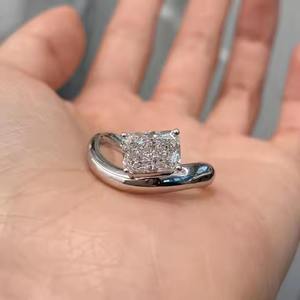 Trendy 1.50 CT Radiant Cut Cubic Zirconia Diamond <b>Solitaire</b> Engagement <b>Ring</b> Curved Wedding Band 925 Sterling <b>Silver</b> Party Gift - Product Image 6