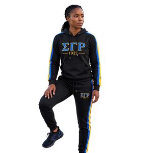 Women <b>Black</b> Tracksuit Two Piece Zip Jacket and <b>Jogger</b> Pants Set Casual Athletic Sportswear Comfortable Custom Wholesale - Product Image 1