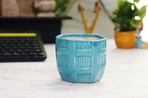 Pot de fleurs en céramique avec des lignes décoratives auto-définies, jardinière décorative pour l'intérieur et l'extérieur - Product Image 6