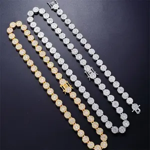 Pendentif Hip Hop en Moissanite de Luxe, Chaîne Croix en Laiton 10mm Plaqué Or, Bijou de Haute Qualité pour Usage Quotidien, Collier Unisexe - Product Image 1