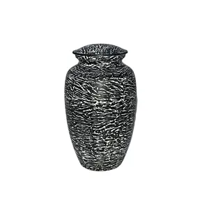 Black And White Patterned Aluminium Ashes Urn Premium Pure Human Ashes Container Durable Metallic Funeral Ashes Urn