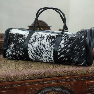 Bolsa de Viaje de Cuero Genuino con Pelo, Estilo Vintage, con Cierre de Cremallera, Portátil, Gran Capacidad, para Fin de Semana, LHDB-0005 - Product Image 5