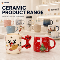 Série de tasses à café en céramique personnalisées pour Noël, OEM ODM, fournisseur d'usine pour les commandes en gros de cadeaux de fin d'année
