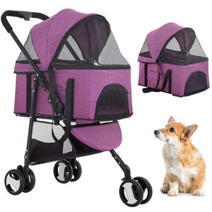 Poussette pour chien portable TH-PPS-093 avec cabine rembourrée pliable Options de logo de couleur personnalisée Caractéristiques adaptées aux voyages - Product Image 1