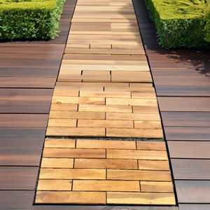 Dalles de terrasse emboîtables en bois d'acacia, dalles de sol pour terrasse, pour finition intérieure et extérieure, teck doré, 300 x 300 mm - Product Image 2