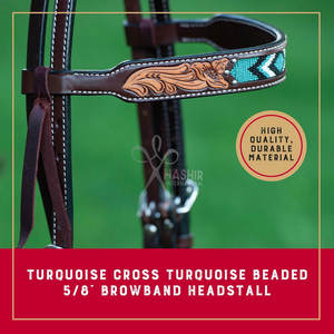 บังเหียนม้าประดับลูกปัด หนังคุณภาพพรีเมียม สำหรับม้าขี่ทางไกล อุปกรณ์ขี่ม้าที่ทนทาน  งานเคลือบน้ำมันสีเข้ม HASHIR INTERNATIONAL - Product Image 2