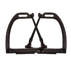 Black Horse Riding Stirrups With Textured Tread And <b>Adjustable</b> <b>Straps</b> For Equestrian Use - Product Image 4