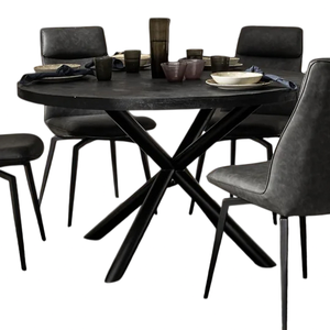 Mesa de Comedor Plegable de 4 Plazas con Base de Tubo Metálico Industrial Moderno, Superficie de Madera de Mango Sólida Texturizada con Acabado Oscuro Intenso - Product Image 3