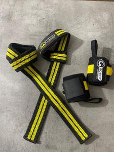 Bandes de poignet élastiques en néoprène avec sangles de levage en forme de 8 - Ensemble d'accessoires de gym antidérapants et réglables - Product Image 3