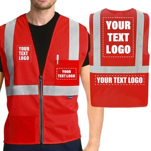 Safety Vests with Pockets for Men Women High Visibility Reflective Vest Mesh Fabric <b>Construction</b> Safety Apparel Neon <b>Work</b> Vest - Product Image 3