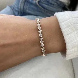 สร้อยข้อมือเทนนิสเงินแท้สเตอร์ลิงสำหรับเด็ก ประดับเพชรโมอิสซาไนต์ทรงหัวใจ 9.00 กะรัต ชุบทองคำขาว 14k  รับประกันโดยบุคคลที่สาม - Product Image 3