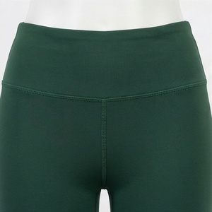 High Waist Full Length Yoga <b>Leggings</b> Solid Green Spandex Nylon Seamless Elastic Waist Pants - Product Image 4
