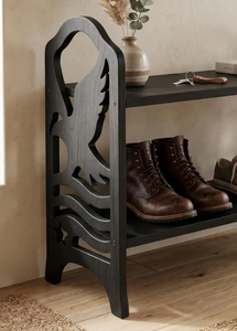 Meuble de rangement d'entrée en bois sculpté motif aigle, étagères ouvertes, style moderne et artistique, vente en gros - Product Image 4