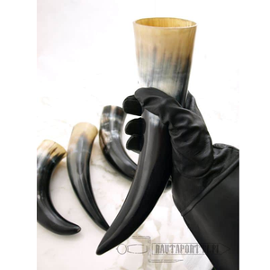 Cuerno Vikingo para Beber con Soporte Metálico, Cuerno Vikingo Auténtico Hecho a Mano para Cerveza y Vino, Jarra de Cuerno Original - Product Image 1