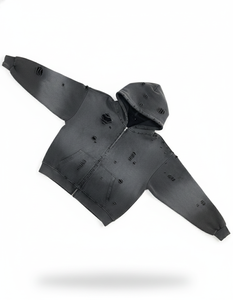 Sweat à capuche zippé pour homme de haute qualité 350 GSM, en polaire, coupe oversize, polyester/coton, anti-plis, respirant, effet délavé intégral - Product Image 5