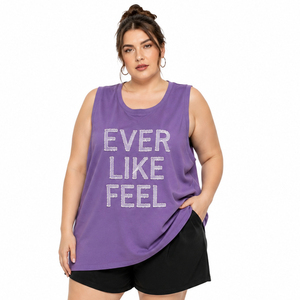 Women Racerback <b>Plus</b> <b>Size</b> Tank <b>Top</b> Gym Wear Singlet <b>Top</b> O Neck Embroidered Stringer Breathable <b>Plus</b> <b>Size</b> Knitted Tank <b>Top</b> Ladies - Product Image 2