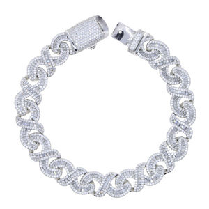 Premium Stainless Steel Crystal Link Wrist Bracelet Luxury Urban Fashion Statement Accessory Durable Gift for Modern <b>Men</b> - Product Image 1