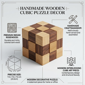 Puzzle en bois de rose indien fait main |   Jeu de casse-tête en bois à emboîter |   Décoration de table, objet de décoration intérieure, article cadeau - Product Image 5