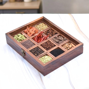Premium Quality Wood <b>Herb</b> Storage <b>Box</b> Kitchen Masala Dabba <b>Herb</b> Spice <b>Box</b> Manufacture Lowest Price - Product Image 1