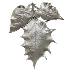 Plateau et plateau de service en aluminium moulé avec un design en forme de feuille de luxe, finition nickel brillant, fabriqué à la main pour les hôtels - Product Image 3