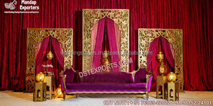 Paneles de telón de fondo Mandap abiertos para boda modernos marcos de escenario judío para bodas canadienses escenario blanco lujoso para bodas occidentales - Product Image 4