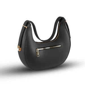 Sac à bandoulière en cuir véritable noir, sac hobo à fermeture éclair, antivol, grande capacité pour les voyages quotidiens - Product Image 2