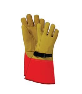 Heat Resistant Suede Breathable Safety Gloves Adjustable Wristband Red Cuff 12INCH Length Anti-Heat Anti-Cut Work Protection - Product Image 5